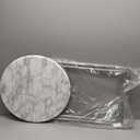 Tv Trays Folding Tray Table Dinner Tray Table Round, Snack Eating Trays Table for Living Room with No Assembly Required&Sturdy, 17.5 x 17.5 x 26 in(White Marble)