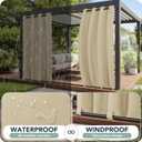 Outdoor Curtains for Patio Waterproof 6 Panels - Windproof, Privacy, Weatherproof Outside Drapes for Gazebo Pergola Porch, Grommet Top and Tab Bottom, 54x84 Inch, Cream