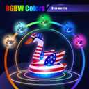 Arrowbash 2 Pack 4th of July Inflatable Swan Floating Pool Lights 19 x 16 Inch Led Patriotic Inflatable Floating Pool Lights Red White and Blue Glow in The Dark Pond Decoration for Memorial Day Party