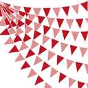 32Ft Red Gingham Party Decorations Red White Plaid Checkered Triangle Flag Pennant Fabric Garland for Birthday Baby Shower Carnival Picnic Pizza Hot Dog Farm Apple Italian Summer Party Supplies