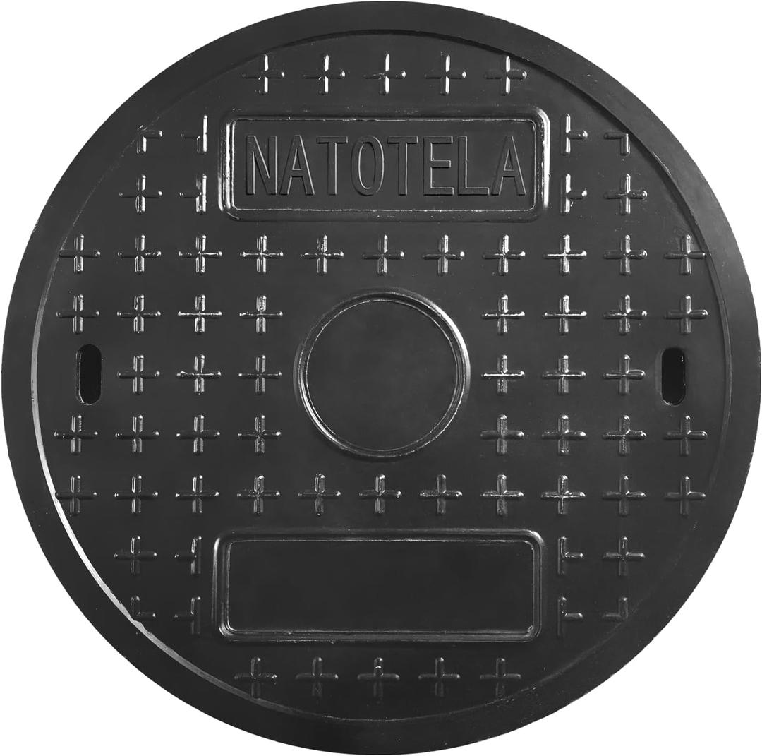 20in Replacement Manhole Cover- NO FRAME,Fiberglass Recessed Round Solid Top Covers,FRP Septic Tank Lid, Reinforced Steel Sewer Covers for yard,Non-slip Plastic Decoration Sewage Basin Cover