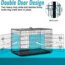 FDW 24-Inch Dog Crate for Small Dogs, Double Door Folding Metal Wire Pet Kennel with Divider Panel & Leak-Proof Plastic Tray, Black