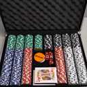 Homwom Poker Chip Set - 500PCS Poker Chips with Aluminum Case, 11.5 Gram Chips for Texas Holdem Blackjack(500pcs)