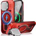 Camera Stand Case for iPhone 16 Pro, [Compatible with MagSafe] [Lens Cover] 2024 Version Military Grade Protective Soft Case for iPhone 16 Pro 6.3 inch Men Women, Red