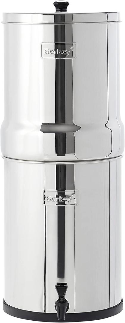 Imperial Berkey Gravity-Fed Stainless Steel Countertop Water Filter System 4.5 Gallon with 2 Authentic Black Berkey Elements BB9-2 Filters