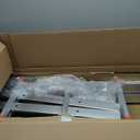 HBTower A Frame 3 Step Extension Ladder, 11 Ft Multi Position Ladder with Removable Tool Tray and Stabilizer Bar, 330 lbs Capacity Telescoping La dder for Household and Outdoor Work (Orange, 11FT)