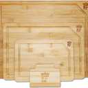 KF Bamboo Cutting Board Set of 3 with Holder - Large, Medium, Small, Pre-Oiled, 1 Inch Thick, 7 Layer Wood Cutting Boards for Kitchen, Inside Handles for Tray or Charcuterie Board