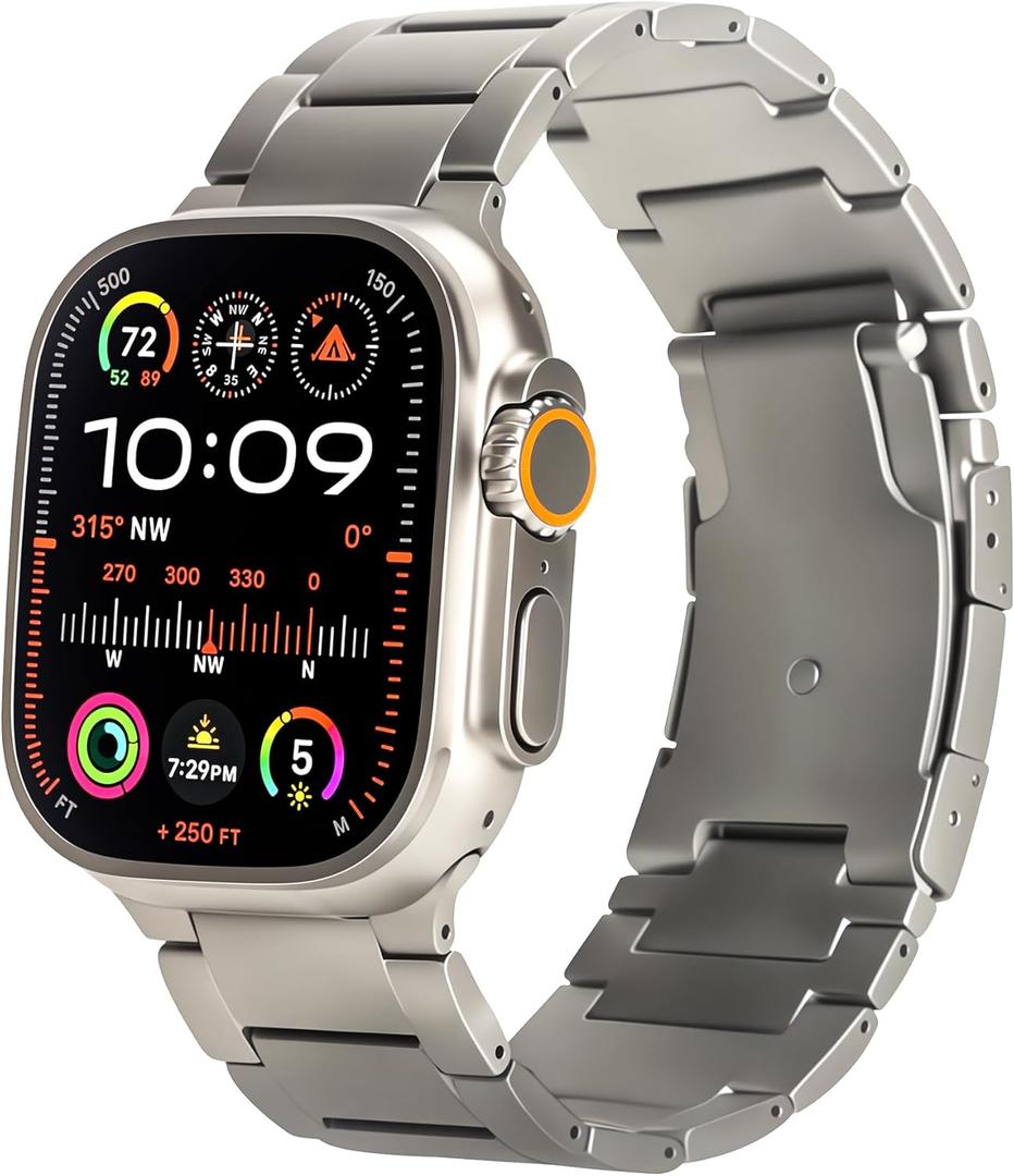 Titanium Watch Band for Apple Watch Ultra 3, Ultra 2, Ultra 1 (49mm) - Durable Lightweight Waterproof & Scratch Resistant Metal Watch Band Strap with Adjustable Secure Clasp