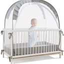 Lazyzzzz Crib Tent, Pop Up Mosquito Crib Net with Double Zipper Self-Locked,1200 Holes/Inch Mesh to Keep Baby from Climbing Out, Portable Easy Install Mosquito Net 55" L x 27" W x 51" H Grey (Gray)