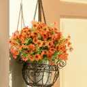 Fall Flowers Artificial for Decoration, Faux Mums for Outdoor Planters, 12 Bundles Fake Mums for Home, Orange Flowers for Thanksgiving, Front Porch Fall Decor, Garden Patio Home Aesthetic