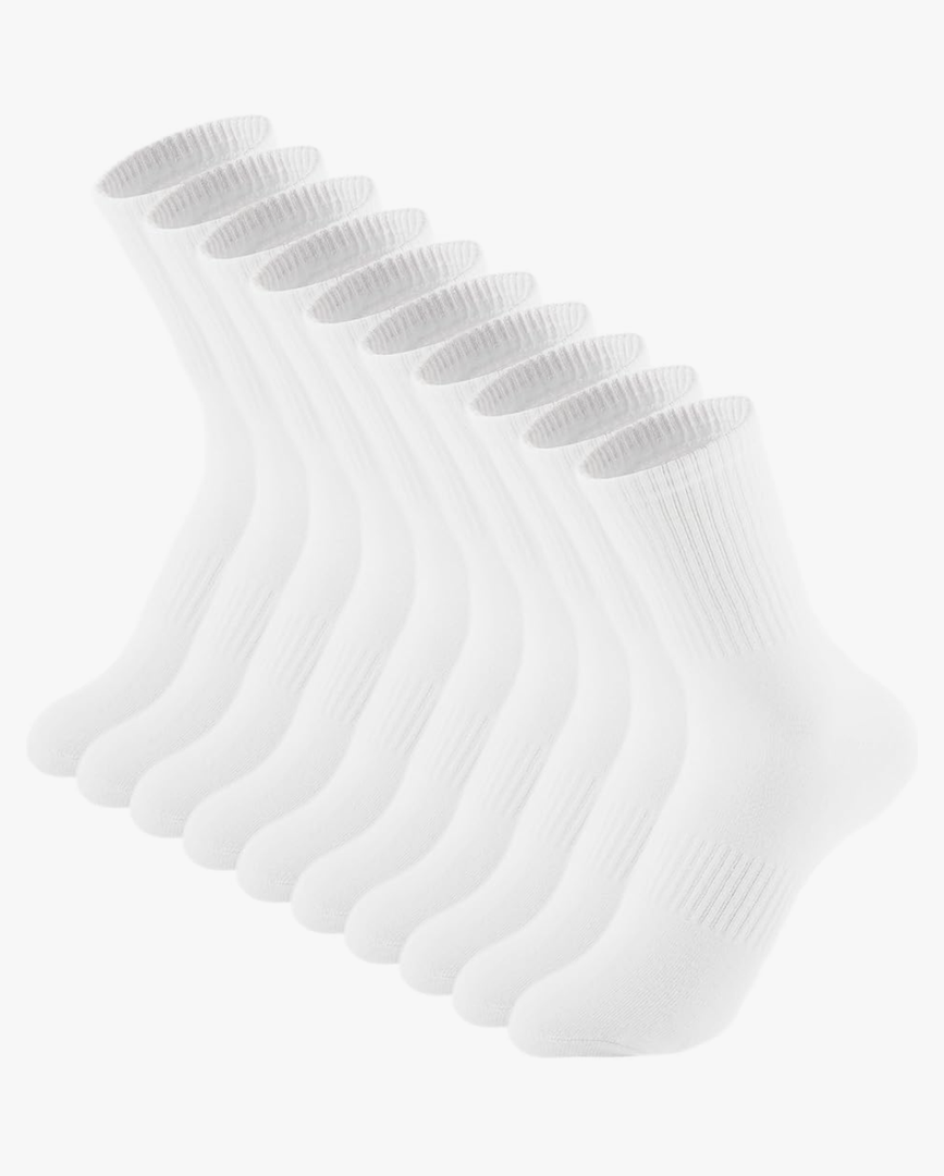 Irisbear Womens Crew Socks Casual Athletic Gym LightWeight Thin Cotton Socks 6 Pairs