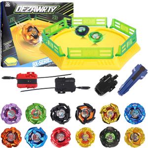 Gyro Stadium X Battle Set, 12 Spinning Tops, 3 Launchers, 1 Grip and Blade Arena Featuring X Acceleration Rail, Birthday Gift Toys for Boys Aged 6+ Years Old(Yellow)