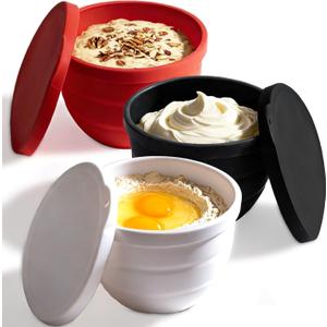 Silicone Bowl Liners for KitchenAid 5 Qt Tilt-Head Stand Mixer, 3 Mixing Bowl Inserts with Lids, Thicker, Cold & Heat Resistant, Foldable Storage, Dishwasher Safe