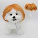 SM4BED Dog Cat Cosplay Wig Pet Costumes with Adjustable Elastic Bands Golden Bob Headwear for Halloween Christmas Parties Festivals Small Medium Dogs Cats Headdress