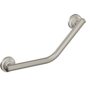 Moen Brushed Nickel Bathroom Safety 16-Inch Stainless Steel Angled Shower Grab Bar for Handicapped or Elderly, RA8716D1GBN