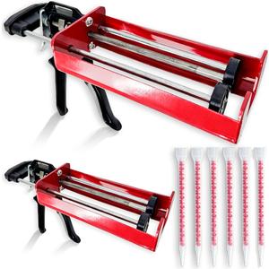 2Pcs Dual Caulking Gun 6*Mixing Nozzles 12" Dual Cartridge Epoxy Gun 400 mL /13.5 fl oz (1: 1 and 2:1) Stainless Steel Manual Caulking Gun Epoxy Gun for Bond Adhesive Cartridge Applicator