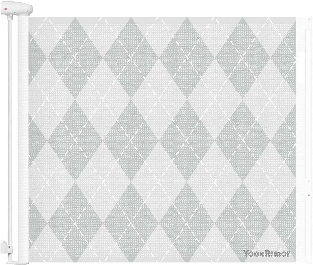 Retractable Baby & Dog Gate | 34" Tall | Extends to 55" Wide | Safety Mesh Gate for Stairs, Indoor/Outdoor, Doorways & Hallways (34" Tall x 55" Wide, Grid Pattern)