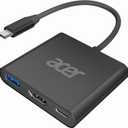 Acer USB C to HDMI Adapter, 4K USB C Hub with 100W PD, USBA 3.0 Port, HDMI to USBC Multiport Digital AV Converter for MacBook Pro/Air, iPad, Tablets, TV, Monitor and More (Black)