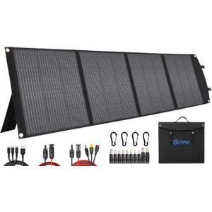 PPQ 200W Portable Solar Panel Kit 18V/12A,14lb Foldable Briefcase Solar Charger w/ 24% Efficiency, 3 Cables & 16 Outputs for All Camping Power Station, RV Battery, Phones, IP67 Waterproof