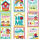 Dunzoom 9 Pcs Our Class Is a Family Poster Family Bulletin Board Decoration Colorful Home Sweet Classroom Poster Set for Teacher Nursery Wall Door Back to School Decor, 19.7 x 13.8 Inch