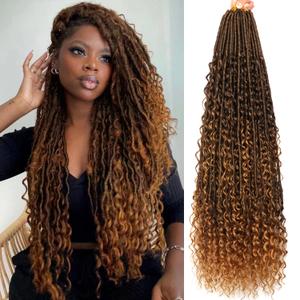 Soft Boho Locs Crochet Hair for Black Women-30 Inch 8 Packs Goddess Faux Locs Crochet Human Hair Feeling Pre Looped with Curly Ends Curly Ends (T27, 30 Inch(Pack of 8))