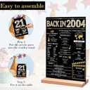 21st Birthday Party Decorations for Women Men, Black Gold Back in 2004 Birthday Decor Poster Acrylic Table Sign, 21st Birthday Party Supplies, Double-Sided