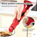 3 x 3-in-1 Silicone Non-Slip Heat Resistant Gripper Tongs,Multi-Function Hot Plate Gripper– Small & Large Ends for Bowls & Plates, 22cm Long Handle with Built-in Can Opener (Red)