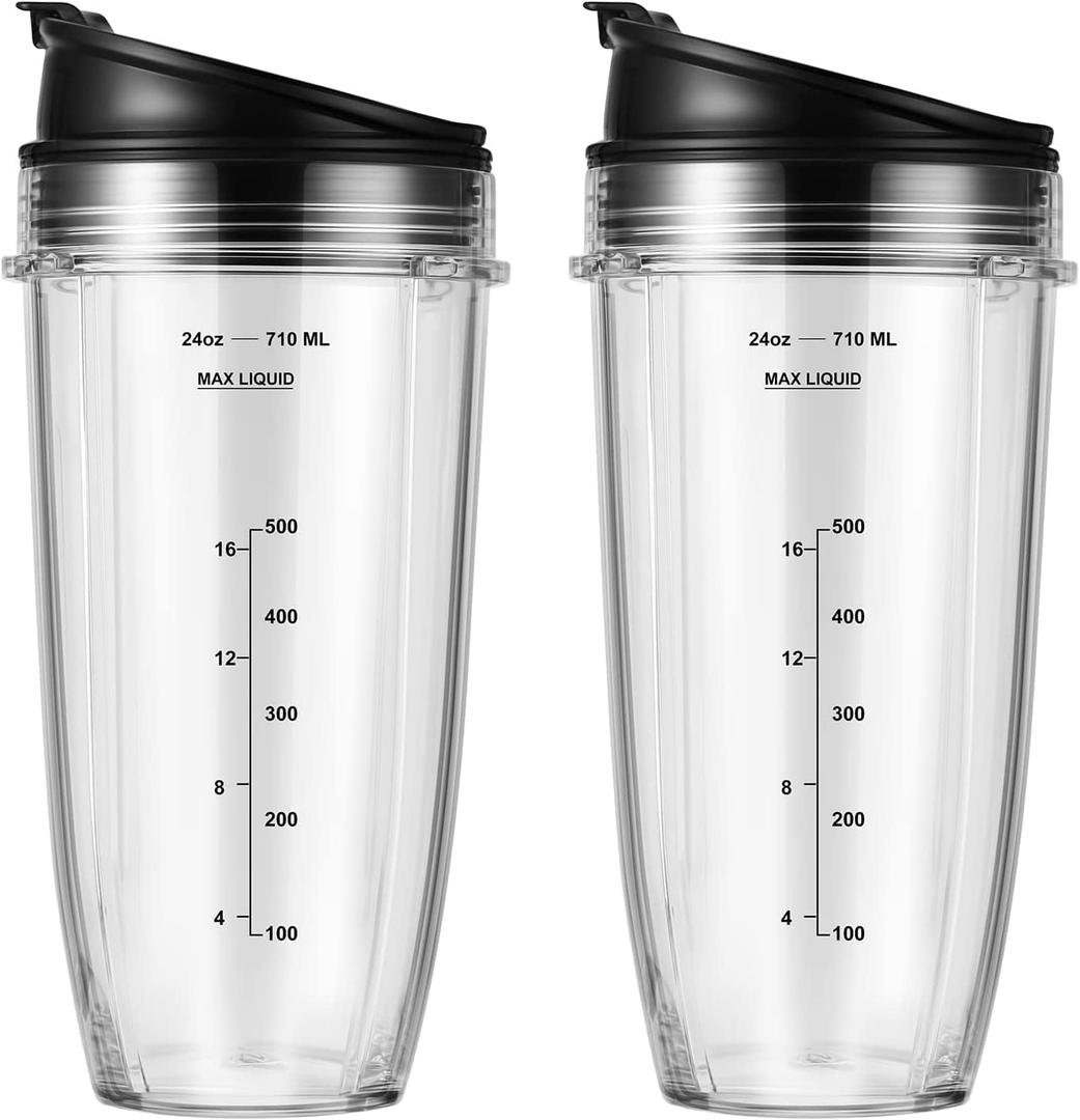 2-Pack 24oz Ninja Blender Cups with Sip & Seal Lid Blender Replacement Parts Compatible with Nutri Ninja Auto IQ Series Blenders BL450 BL454 BL456 BL480 BL481 BL482 BL490 BL640 BL642 BL682 2-Pack 24oz Ninja Blender Cups with Sip & Seal Lid Blender Replacement Parts Compatible with Nutri Ninja Auto IQ Series Blenders BL450 BL454 BL456 BL480 BL481 BL482 BL490 BL640 BL642 BL682