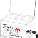 Havawish Clear Donation Box with Lock, 6.3 x 4.72 x 3.94 Inches Acrylic Box Storage Container with Sign Cash Drop with 2 Keys for Fundraising Thanks for Your Donations Jar for Church Office