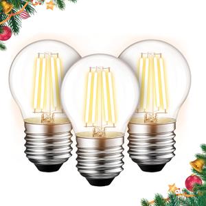 BlueStars G45 E26 Edison LED Filament Globe Bulb 120V 5W (60 Watt Equivalent), 2700K Warm White Light 550lm Non-Dimmable for Indoor Outdoor Holiday Home Decoration - 3 Packs