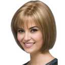 XIUFAXIRUSI XIUFAXIRUSI Short Blonde Bob Wigs for White Women Straight Bob Wig with Cute Bangs Chin Length Synthetic Wig for Daily,Party Use
