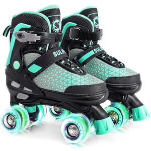 SULIFEEL Roller Skates for Girls Boys Kids, Adjustable Quad Skates with Light up Wheels,Safe Fun Children Skates, Best Gift for Beginners Indoor Outdoor Sports, Small