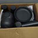 Teivio 32-Piece Kitchen Plastic Wheat Straw Dinnerware Set, Service for 8, Unbreakable Modern Dish Set - Dinner Plate/Dessert Plate/Cereal Bowl/Cup, for Apartment Essentials, Outdoor Camping,Black