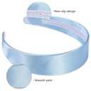 3 x WantGor 1.6 Inch Wide Headbands Silk Satin Plain Headband for Women, Non Slip Solid Hair Bands Hair Accessories Cosplay DIY Holiday Head Band (Blue, Large)