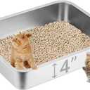 Stainless Steel Cat Litter Box, 15.7"11.8"4" Metal Litter Pan, Small Litter Box for Little Cats Kittens, Easy Cleaning