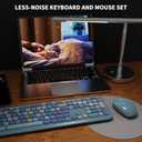 Wireless Keyboard and Mouse Combo, Colorful Ergonomic Full Size Retro Low-Noise Keyboard with Cute keycaps, Compatible with Windows, PC, Perfer for Home and Office Keyboards (Blue)