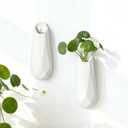 2 Pack GDSZJLJ Scandinavian Wall Ceramic Vase, White Hanging Wall Vase for Flowers, Minimalist Decor for Living Room, Bedroom & Bathroom (Small)