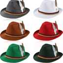 Hercicy 6 Pcs Oktoberfest Hats German Hats with Feather Oktoberfest Bavarian Caps Costume Accessories for Adult Cosplay (Classic Colors)
