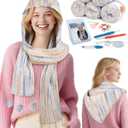 Coopay Crochet Kit for Beginners, Crochet Kits for Adults - 4 Basic Stitches to Complete Hooded Scarf, Perfect for Crocheting Hooded Scarf with Step-by-Step Instructions & 5 Yarns (Cloud Sea) (6 x 4 x 1 centimetres)