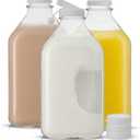 JoyJolt Glass Milk Bottles with Lids and Pourer  64 Oz, 3 Pack Airtight Heavy Duty Reusable Glass Bottles, Leakproof, BPA-Free, Food Grade, Dishwasher Safe Jug, Pitcher for Milk, Juice, and Water