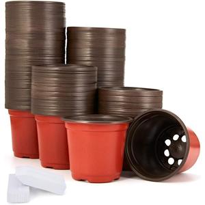 JERIA 200-Pack 4 Inch Plastic Nursery Pots Come with 200 Pcs Labels, Seedling Flower Plant Container and Seed Starting Pots