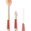 Upgraded Baby Bottle Brush Set(3pcs), Including Pacifier Cleaner and Straw Brush, Detachable Head for Easy Cleaning, Hangable Handle Design, Long Handle