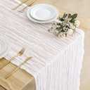 ButterMelt 2 Pack Ivory Cheesecloth Table Runner, Boho 35x120 Inch Long Gauze Table Runner Decor for Baby Shower, Bridal Shower or Wedding Party, White