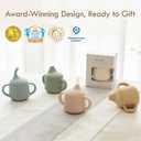 Moonkie Silicone Baby Sippy Cups | 3 Stages Training Cup Straw Cup for Infants Toddlers and Kid | 4 oz 1Pack (Sage)