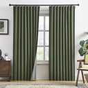 RAIN CITY Extra Wide Linen Blackout Curtains & Drapes with Hooks 70 in Width for 60&72 Inch Window 2 Panels,Back Tab Pleated Curtains for Track System Sliding Glass Door 70x90, Loden Olive Green