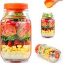 Salad To Go Food Container Durable Food Grade Salad Jar with Side Opening Anti-Sogging Food Containers for Lunch, Meal Prepping Non-BPA Dishwasher and Microwave Safe Tritan (Red)