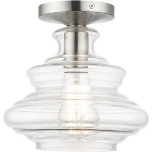 Livex Lighting, 52830-91, Everett, Semi-Flush, Brushed Nickel with Chrome Finish Accents