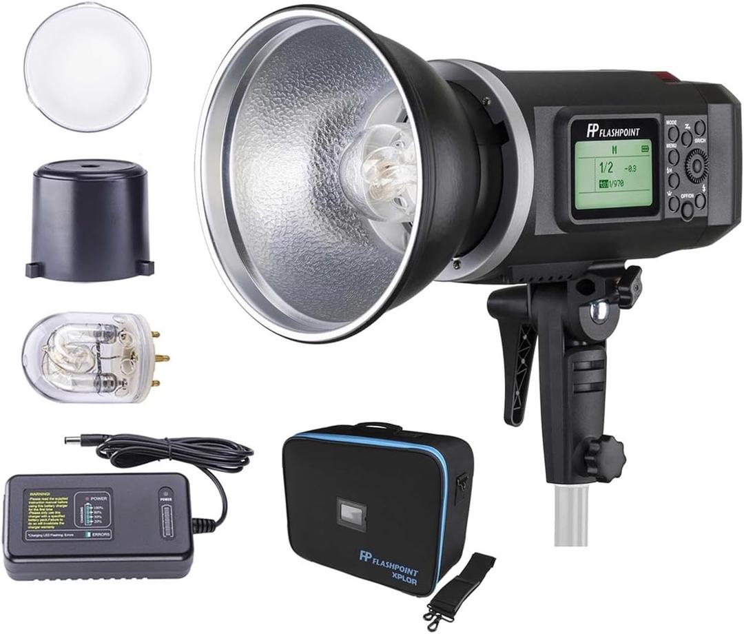 Flashpoint XPLOR 600 HSS Outdoor Battery Powered Studio Flash Strobe Monolight w/Built-in R2 2.4GHz Radio Remote System, Bowens Mount, 600Ws 11.1V 8700mAh Lithium Battery, 450 Full Power Flashes