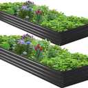 2PCS 9x3x1ft Galvanized Raised Garden Bed Kit,Metal Planter Box for Vegetables,Flowers,Herbs Durable Rust-Resistant Patio Gardening Beds,Black