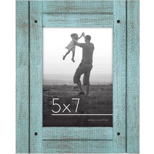 Americanflat 5x7 Picture Frame with Polished, Crystal Clear Glass - Hampton Collection - Distressed Wood Picture Frames for Tabletop and Wall Display - Turquoise Blue